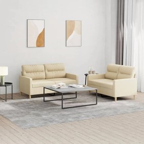 Set Di Divani 2 Pz Con Cuscini Crema İn Tessuto /