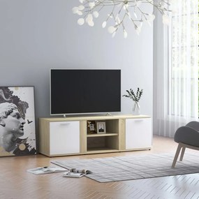 Mobile tv bianco e rovere sonoma 120x34x37cm legno multistrato