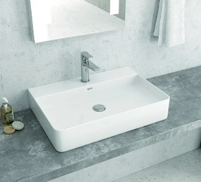 Lavabo appoggio filo muro 60cm ceramica bianca | Litos-0005 - KAMALU