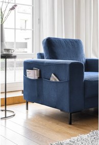 Poltrona in velluto a coste blu scuro Lofty Lilly - Miuform