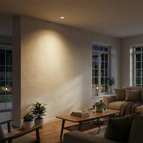 Portafaretto Rotondo Ø120x60mm GU10 in Gesso Pitturabile con Vetro