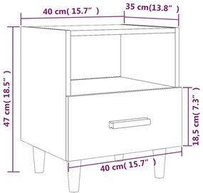 Comodini 2 pz in Bianco Lucido 40x35x47 cm