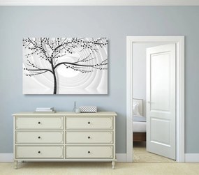 Stampa su tela – Albero moderno in bianco e nero su sfondo astratto