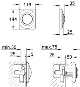 GROHE 37018SH0 - Pulsante di azionamento SURF 116 × 144 mm bianco