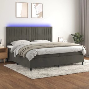 Letto A Molle Con Materasso E Led Grigio Scuro 200x200 Cm /