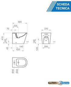 Bidet a terra filomuro in ceramica Round