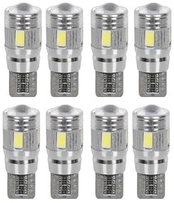 8 Pezzi Lampada Led T10 W5W 6 SMD 5630 12V 1.8W 300lm Bianco Freddo 6500K 30mm