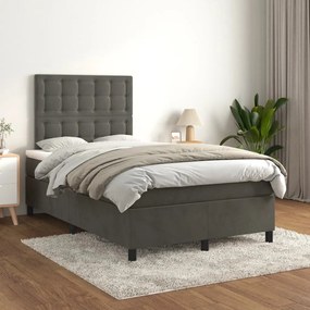 Giroletto A Molle Con Materasso Grigio Scuro 120x200 Cm Velluto /
