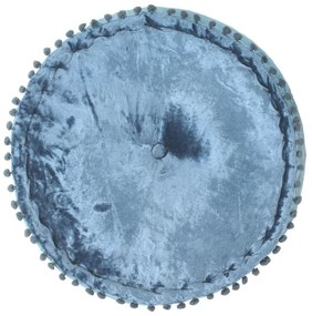 Pouf rotondo in velluto 40x20 cm blu