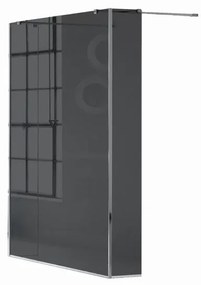 Box doccia walk-in L 20 x H 200 cm, vetro 6 mm fumé cromo