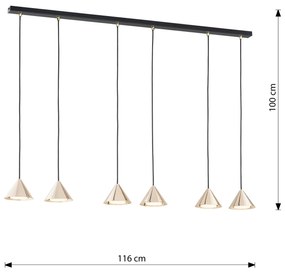 Sospensione Minimal Elit 6 Luci In Acciaio Nero