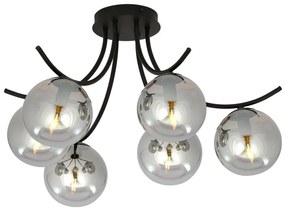 Lampadario da Soffitto in Acciaio e Vetro BOSTON 6 Nero 6xE14 Colore delle Sfere Grafite