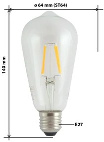Lampadina LED FILAMENT VINTAGE ST64 E27/4W/230V 2700K