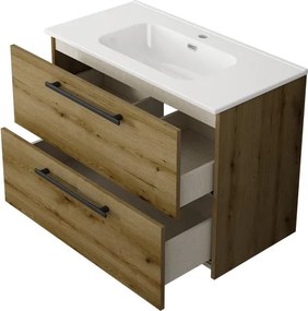 Base sospesa Remix 2 cassetti, L80 X P39 X H57.7 cm , rovere rustico