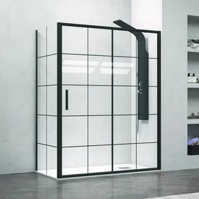 Cabina doccia nera 120x70 scorrevole vetro a quadrati neri NICO-D3000S - KAMALU