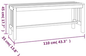 Panca da Giardino 110 cm Legno Massello di Eucalipto