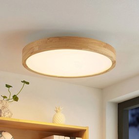 Lindby plafoniera LED Lanira Ø 50 cm, legno di quercia, CCT