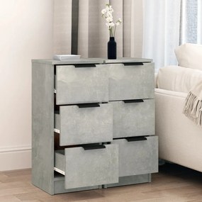 Credenze 2 pz grigio cemento 30x30x70 cm in legno multistrato