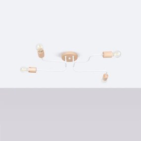 Sollux SL.1665 - Lampadario a plafone TIMBO 4xE27/15W/230V bianco/beige/faggio