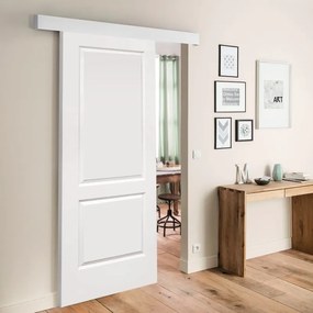 Porta scorrevole Miami in alluminio bianco, L 93 x H 212 cm, con binario Atelier bianco Reversibile