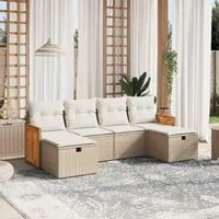 Set Divano da Giardino 6 pz con Cuscini Beige in Polyrattan 3265776