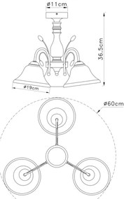 Globo 69007-3 - Plafoniera POSADAS 3xE27/60W/230V