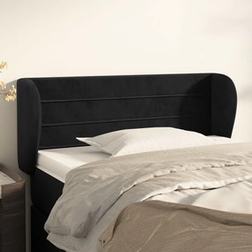Testiera Ad Orecchio Nera 83 X 23 X 78/88 Cm İn Velluto /