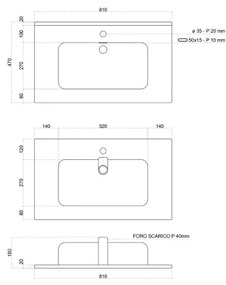 Mobile bagno sospeso 82 cm Ruggine Opaco con specchio e lavabo - MAYA1