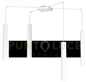 Square tube sospensione 4 luci bianco cavo cm.250 con base 1173-s4-bi