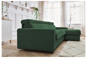 Divano angolare in verde scuro allungabile (con composizione variabile) con rivestimento in velluto a coste Monaco – Bobochic Paris