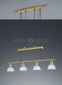 Levisto sospensione con bilancere led 4 vetri ottone l.80,5 cm 4 lu...
