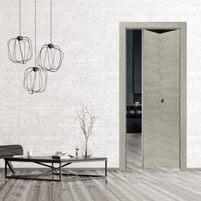 Porta interna pieghevole a libro asimmetrica Callisto in MDF colore cenere, L 90 x H 210 cm, apertura a destra