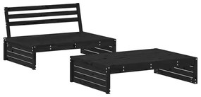 Set Divani da Giardino 2 pz con Cuscini in Legno Massello Nero