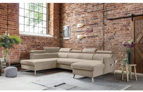 Divano letto angolare in velluto beige a "U" (angolo sinistro) Sweet Harmony - Miuform