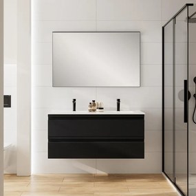 Mobile bagno sospeso con lavabo Pull L 120 x H 56 x P 46 cm grigio grafite opaco in mdf 2 cassetti per doppia vasca , piedini non inclusi