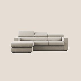 Dylan divano angolare con pouf estraibile poggiapiedi in tessuto simil cotone impermeabile T13