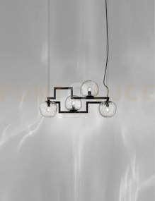 Globose sospensione 4 cristallo texture 1 nero opaco 4 luci attacco...