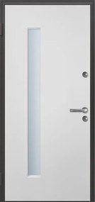 Porta blindata MASTER Glow con vetro L 80 x H 210 cm in MDF bianco, apertura spingere a sinistra, falso telaio incluso