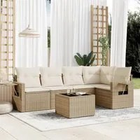 Set Divano da Giardino 6 pz con Cuscini Beige in Polyrattan 3220137