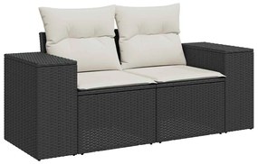 Set divani da giardino con cuscini 8 pz nero polyrattan acacia