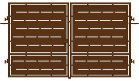 Cancello elettrico battente Privacy in ferro, apertura centrale, L 308.5, H 180 cm, di colore ruggine