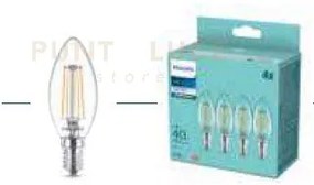 Lampadina led philips acqua range candela filamento, 4000k, 4pz