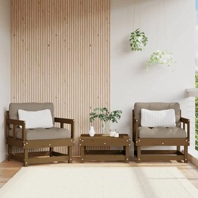 Sedie da giardino con cuscini 2pz legno massello di pino miele