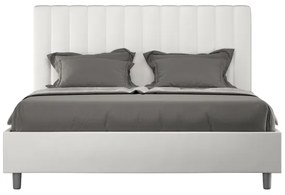 Letto matrimoniale contenitore imbottito 160x210 similpelle bianco Agueda