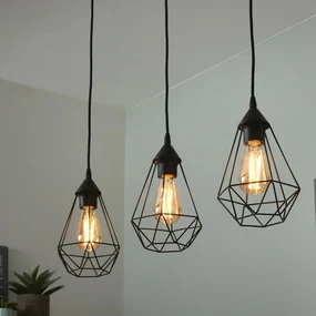 Lampadario Design Byron nero paralume nero 3x E27 Ø0cm INSPIRE