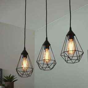 Lampadario Design Byron nero paralume nero 3x E27 Ø0cm INSPIRE