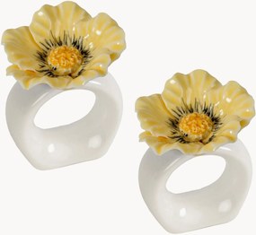 Portatovaglioli in porcellana dipinti a mano Poppy, set da 2