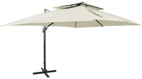 Ombrellone A Sbalzo Con Doppia Copertura 400x300 Cm Sabbia /