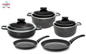 Hard Cook Set 8 Pz Batteria Pentolame Alluminio Antiaderente - Olympia