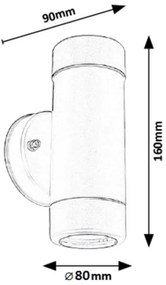 Rabalux 8833 - Applique da esterno MEDINA 2xGU10/10W/230V IP44 nero
